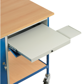 Rolltisch mit Stahlschrank und ausziehbaren Schublade-Beschreibung lesen