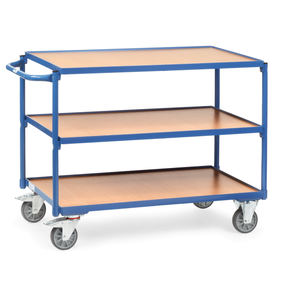 Chariot de table Fetra avec panneaux en bois, 3 niveaux avec zones de chargement rectangulaires 1000x600mm-Leggi tutto