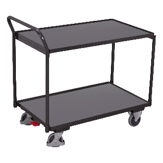 VARIOfit Tischwagen mit gebogenem Schiebegriff und 2 Ladeflächen 835x495mm Anthrazitgrau-Beschreibung lesen