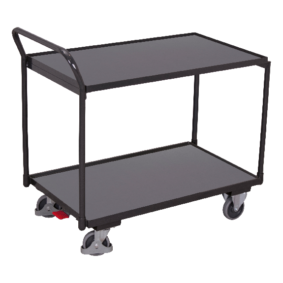 VARIOfit Tischwagen mit gebogenem Schiebegriff und 2 Ladeflächen 835x495mm Anthrazitgrau-Beschreibung lesen