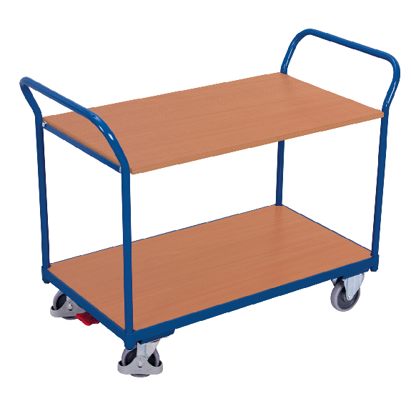 Chariot de table VARIOfit avec 2 poignées courbées et 2 zones de chargement 850x500mm-Lire la description