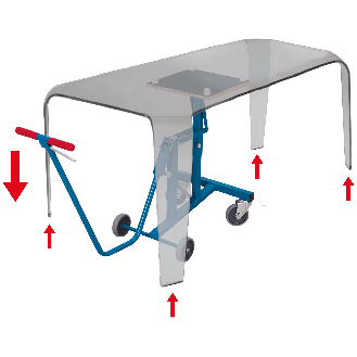 Tisch-Heberoller 100kg Traglast arretierbar-Beschreibung lesen