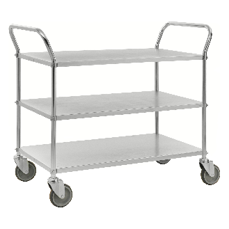 Etagenwagen mit 3 Böden 900x540mm pulverbeschichtet und verzinkt mit 24mm Rand ohne Bremse-Beschreibung lesen