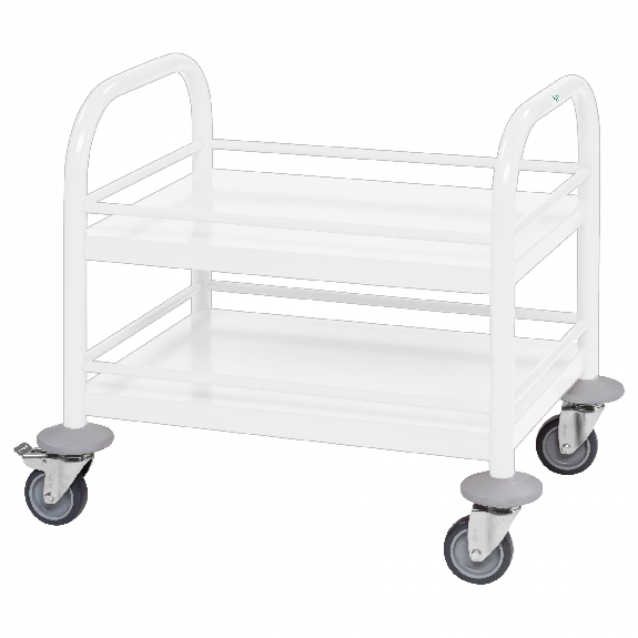 Mini chariot de service Kongamek 530x375x550mm 2 niveaux thermolaqué blanc avec frein-Lire la description