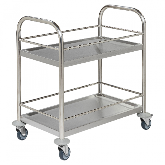 Kongamek kleiner Edelstahl- Tischwagen rostfrei mit 2 Böden 665x365mm mit Umrandung und Bremse Kongamek kleiner Edelstahl- Tischwagen rostfrei mit 2 Böden 665x365mm mit Umrandung und Bremse-Beschreibung lesen