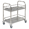 Kongamek kleiner Edelstahl- Tischwagen rostfrei mit 2 Böden 665x365mm mit Umrandung und Bremse Kongamek kleiner Edelstahl- Tischwagen rostfrei mit 2 Böden 665x365mm mit Umrandung und Bremse