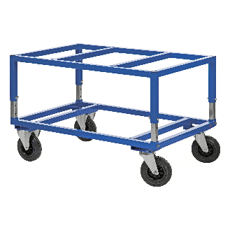 Palettenwagen in blau höhenverstellbar 655mm hoch ohne Bremse für Paletten 1200x1000mm-Beschreibung lesen