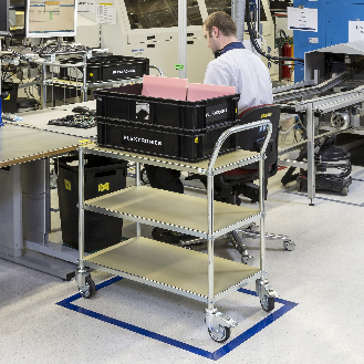 ESD-Etagenwagen mit 2 Schiebegriffen und 3 Etagen 900x540mm Ladefläche mit Bremse-Beschreibung lesen