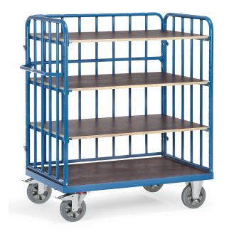 Super-MultiVario-Transporter Etagenwagen mit 4 Etagen mit Stirnwänden und Längswand 1200x800mm-Beschreibung lesen