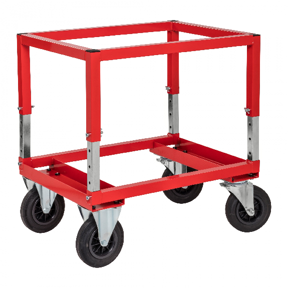 Palettenwagen rot 654 mm, höhenverstellbar mit Bremse Palettenwagen rot 654 mm, höhenverstellbar mit Bremse-Beschreibung lesen