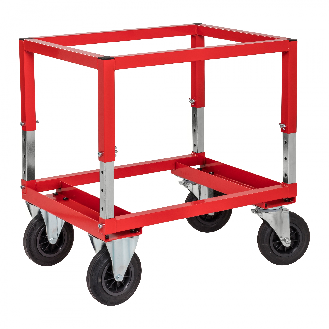 Palettenwagen rot 654 mm, höhenverstellbar mit Bremse-Beschreibung lesen