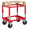 Palettenwagen rot 654 mm, höhenverstellbar mit Bremse
