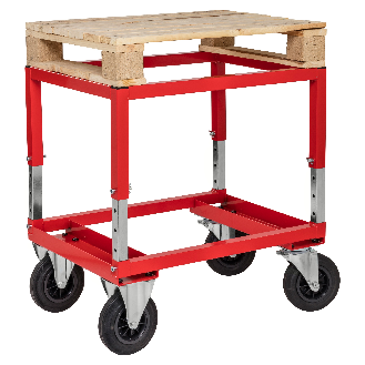 Palettenwagen rot 654 mm, höhenverstellbar mit Bremse-Beschreibung lesen