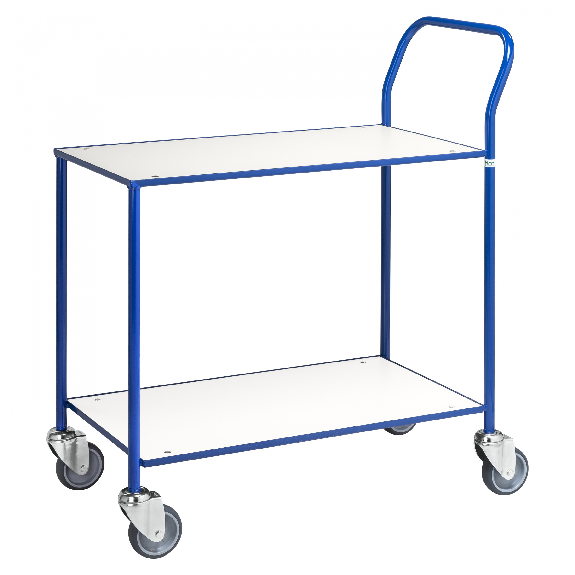Kongamek Tischwagen voll verschweisst mit blauem Rahmen 755x430mm Ladefläche weiss-Beschreibung lesen