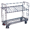 Etagenwagen mit vergitterten Seiten, Rohrschiebegriff und neigbarem verzinktem Drahtgitterboden 1650x650mm