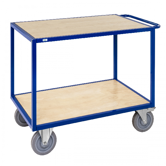 Tischwagen in blau 1200x680x934mm in Holzoptik mit Schiebegriff, Elastikbereifung und Bremse Tischwagen in blau 1200x680x934mm in Holzoptik mit Schiebegriff, Elastikbereifung und Bremse-Beschreibung lesen