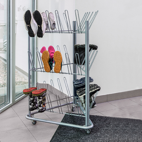 Kongamek Schuh- und Stiefeltrockenwagen 780x714x1192mm in grau für 54 Schuhe-Beschreibung lesen