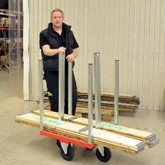 Transportwagen 800x600x1215mm in rot mit 300kg Tragkraft mit Bremse für Palettenwagen-Beschreibung lesen