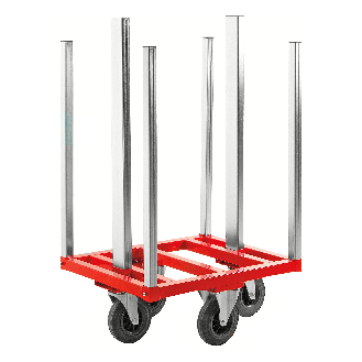 Transportwagen 800x600x1215mm in rot mit 300kg Tragkraft mit Bremse für Palettenwagen-Beschreibung lesen