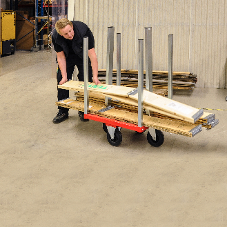 Transportwagen 800x600x1215mm in rot mit 300kg Tragkraft mit Bremse für Palettenwagen-Beschreibung lesen