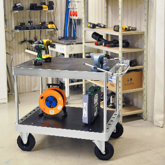 Tischwagen verzinkt 1200x800mm Ladefläche aus MDF mit Bremse-Beschreibung lesen