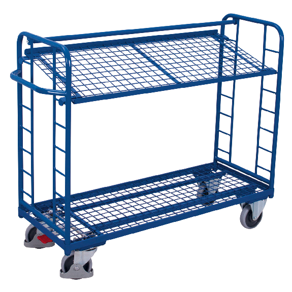 Etagenwagen mit vergitterten Seiten, Rohrschiebegriff und neigbarem Drahtgitterboden 1650x650mm Etagenwagen mit vergitterten Seiten, Rohrschiebegriff und neigbarem Drahtgitterboden 1650x650mm-Beschreibung lesen