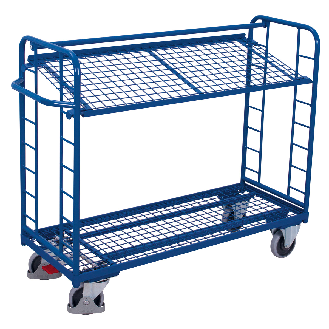 Etagenwagen mit vergitterten Seiten, Rohrschiebegriff und neigbarem Drahtgitterboden 1650x650mm-Beschreibung lesen