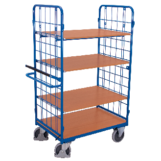 Etagenwagen, hoch mit Totmannbremse, seitlich vergittert und 3 Ladeflächen 1000x700mm-Beschreibung lesen