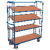 Etagenwagen mit Seiten aus Drahtgitter, Rohrschiebegriff und 3 neigbaren Etagenboden 1355x550mm