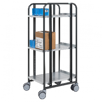 Kommissionierwagen dunkelgrau 477x638x1300 mm mit 3 einstellbaren Böden-Beschreibung lesen