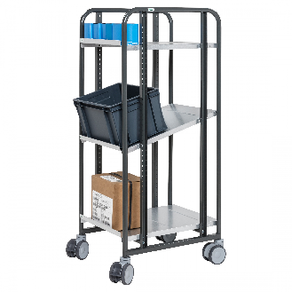 Kommissionierwagen dunkelgrau 477x638x1300 mm mit 3 einstellbaren Böden-Beschreibung lesen