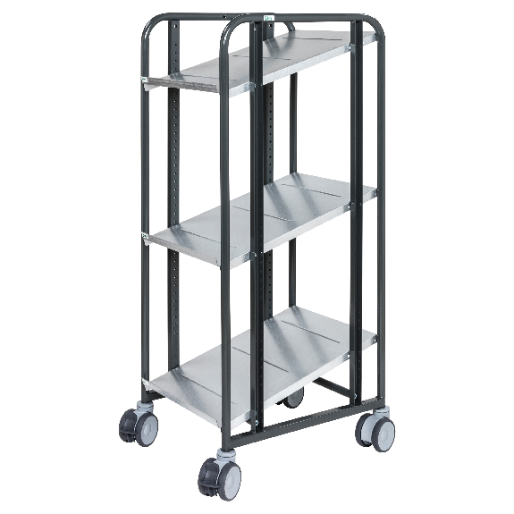 Kommissionierwagen dunkelgrau 477x638x1300 mm mit 3 einstellbaren Böden-Beschreibung lesen