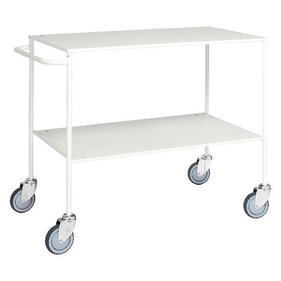 Tischwagen voll verschweisst mit pulverbeschichtetem Rahmen 1000x580x850mm in weiss mit Bremse Tischwagen voll verschweisst mit pulverbeschichtetem Rahmen 1000x580x850mm in weiss mit Bremse-Beschreibung lesen