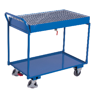 Tischwagen mit Gitterrost und 2 Ladeflächen 995x595mm mit hohem Schiebebügel-Beschreibung lesen