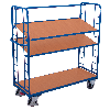 Etagenwagen mit Seiten aus Drahtgitter, Rohrschiebegriff und 2 neigbaren Etagenboden 1355x550mm