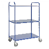 Etagenwagen mit 3 Böden 900x440mm pulverbeschichtet in blau 24mm Rand mit Bremse