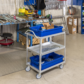 Kongamek Etagenwagen aus Aluzink mit 3 Böden 690x420x850mm in grau mit 150kg Tragkraft-Beschreibung lesen