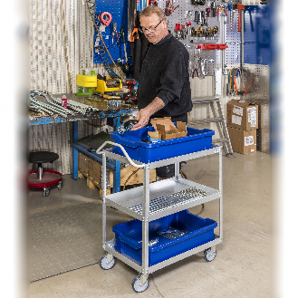 Kongamek Etagenwagen aus Aluzink mit 3 Böden 690x420x850mm in grau mit 150kg Tragkraft-Beschreibung lesen