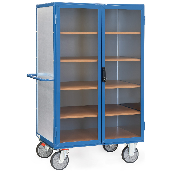 Kastenwagen 750 kg Tragkraft aus verzinktem Stahlblech, Flügeltür mit transparenter Füllung, verschließbar 1000x680mm-Beschreibung lesen