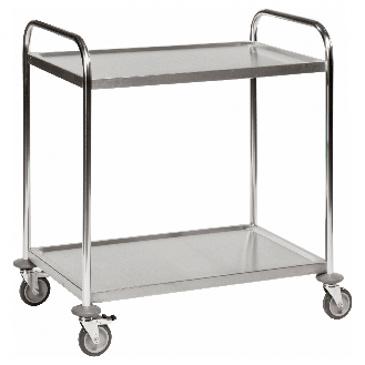 Kongamek Edelstahl- Tischwagen rostfrei mit 2 Böden 825x500mm mit Polyurethanbereifung und Bremse-Beschreibung lesen