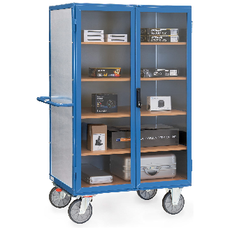 Kastenwagen 750 kg Tragkraft aus verzinktem Stahlblech, Flügeltür mit transparenter Füllung, verschließbar 1200x780mm-Beschreibung lesen
