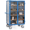 Kastenwagen 750 kg Tragkraft aus verzinktem Stahlblech, Flügeltür mit transparenter Füllung, verschließbar 1200x780mm