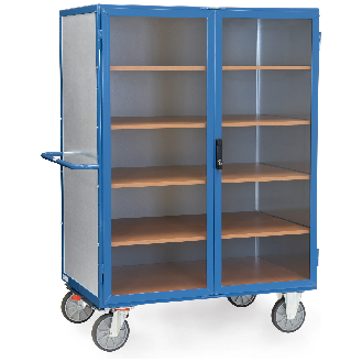 Kastenwagen 750 kg Tragkraft aus verzinktem Stahlblech, Flügeltür mit transparenter Füllung, verschließbar 1200x780mm-Beschreibung lesen