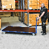 Extra großer Plattformwagen in blau 2150x1000x970 mm mit Schiebegriff und Nylonbereifung