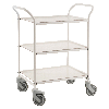Kongamek Tablettwagen 770x495x960mm weiß pulverbeschichtet mit Bremse und 3 Tabletts in weiß