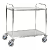Kongamek Edelstahl- Tischwagen rostfrei mit 2 Böden 825x500mm mit Gummibereifung und Bremse