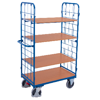 Etagenwagen niedrig, Stirnwände vergittert mit 4 Etagen 850x500mm-Beschreibung lesen