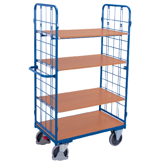Etagenwagen niedrig, Stirnwände vergittert mit 4 Etagen 850x500mm-Beschreibung lesen
