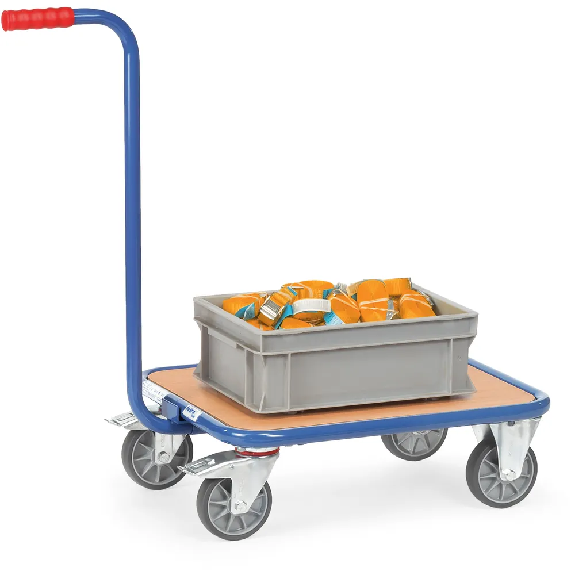 Carrello a collo di cigno in acciaio con piattaforma in legno-Leggi tutto