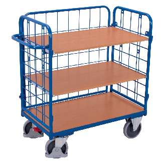 Dreiwandwagen, niedrig und vergittert mit 3 Etagen 1000x700mm-Beschreibung lesen